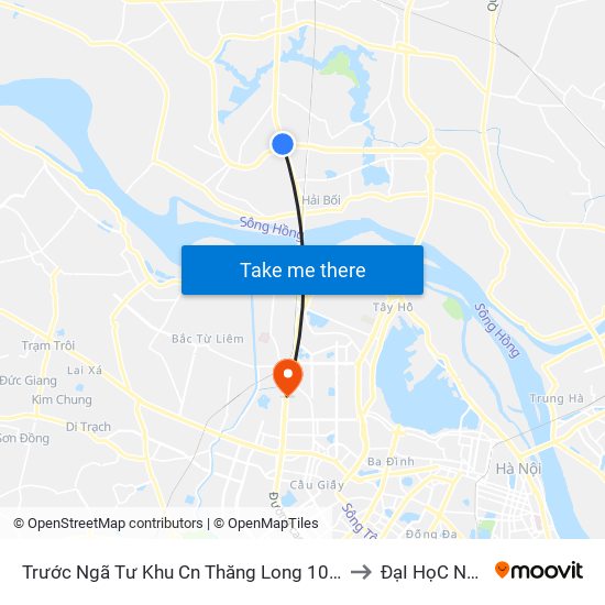 Trước Ngã Tư Khu Cn Thăng Long 100m (Chiều Nội Bài - Hà Nội) to ĐạI HọC NguyễN TrãI map