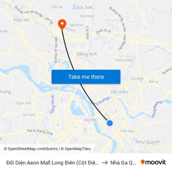 Đối Diện Aeon Mall Long Biên (Cột Điện T4a/2a-B Đường Cổ Linh) to Nhà Ga Quốc Tế T2 map