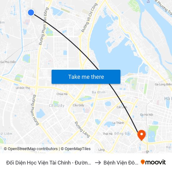 Đối Diện Học Viện Tài Chính - Đường Đức Thắng to Bệnh Viện Đông Đô map