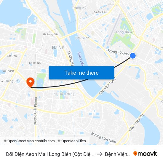 Đối Diện Aeon Mall Long Biên (Cột Điện T4a/2a-B Đường Cổ Linh) to Bệnh Viện Đông Đô map