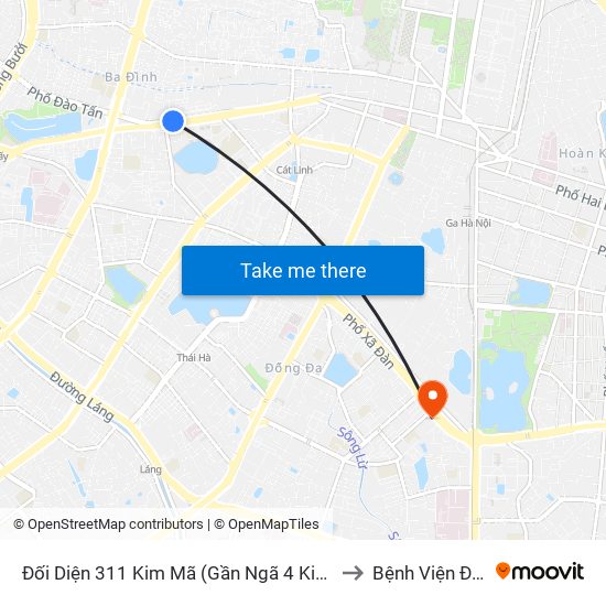 Đối Diện 311 Kim Mã (Gần Ngã 4 Kim Mã - Vạn Bảo) to Bệnh Viện Đông Đô map