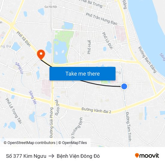 Số 377 Kim Ngưu to Bệnh Viện Đông Đô map