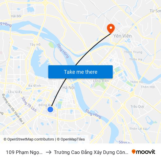 109 Phạm Ngọc Thạch to Trường Cao Đẳng Xây Dựng Công Trình Đô Thị map