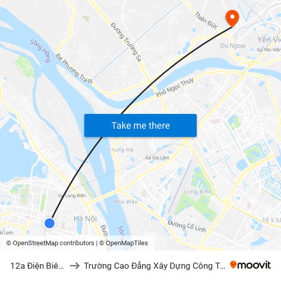 12a Điện Biên Phủ to Trường Cao Đẳng Xây Dựng Công Trình Đô Thị map