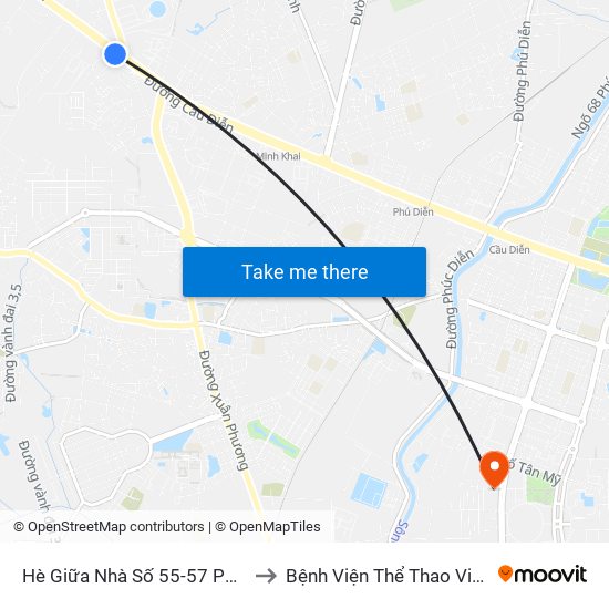 Hè Giữa Nhà Số 55-57 Phố Nhổn to Bệnh Viện Thể Thao Việt Nam map