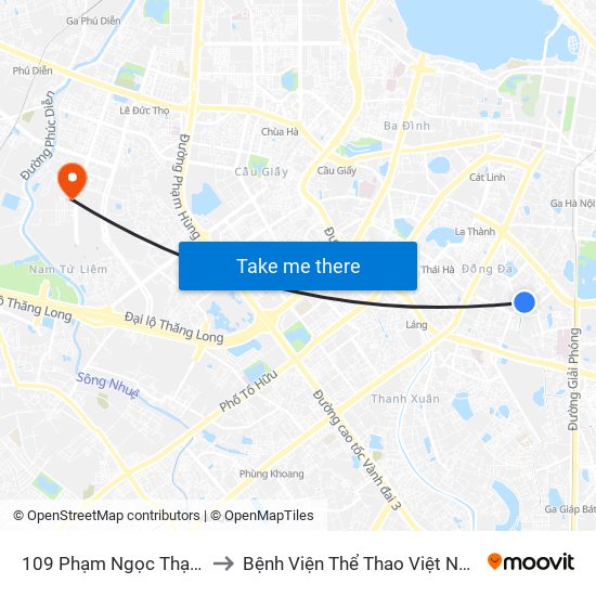 109 Phạm Ngọc Thạch to Bệnh Viện Thể Thao Việt Nam map