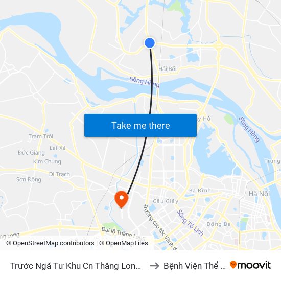 Trước Ngã Tư Khu Cn Thăng Long 100m (Chiều Nội Bài - Hà Nội) to Bệnh Viện Thể Thao Việt Nam map