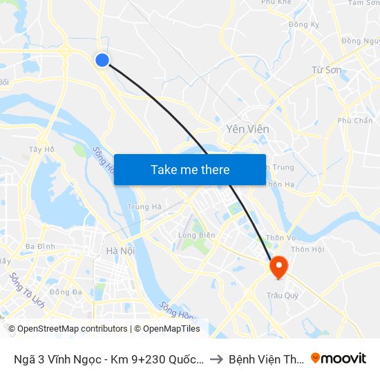 Ngã 3 Vĩnh Ngọc - Km 9+230 Quốc Lộ 3 to Bệnh Viện Thú Y map