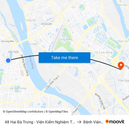 48 Hai Bà Trưng - Viện Kiểm Nghiệm Thuốc Trung Ương to Bệnh Viện Thú Y map