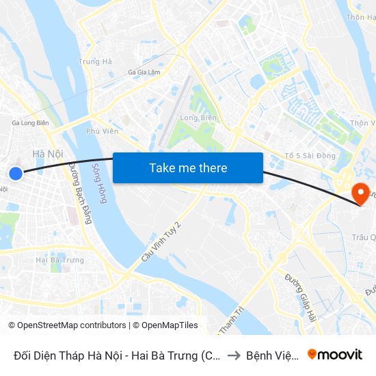 Đối Diện Tháp Hà Nội - Hai Bà Trưng (Cạnh 56 Hai Bà Trưng) to Bệnh Viện Thú Y map