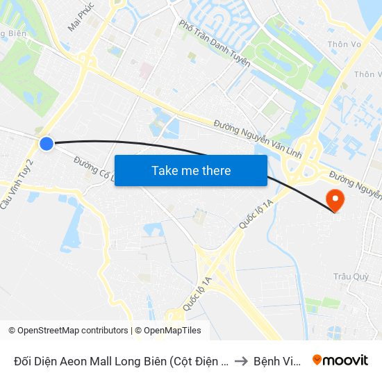 Đối Diện Aeon Mall Long Biên (Cột Điện T4a/2a-B Đường Cổ Linh) to Bệnh Viện Thú Y map