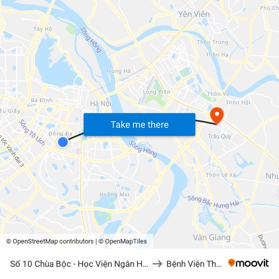 Số 10 Chùa Bộc - Học Viện Ngân Hàng to Bệnh Viện Thú Y map