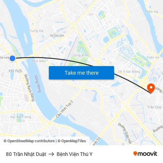 80 Trần Nhật Duật to Bệnh Viện Thú Y map