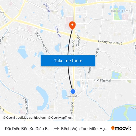 Đối Diện Bến Xe Giáp Bát - Giải Phóng to Bệnh Viện Tai - Mũi - Họng Trung Ương map