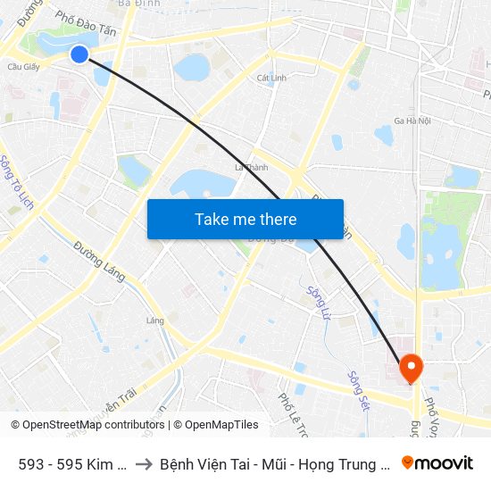 593 - 595 Kim Mã to Bệnh Viện Tai - Mũi - Họng Trung Ương map