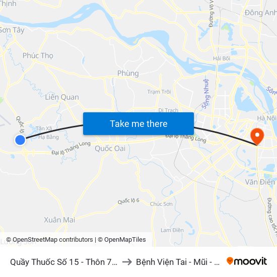 Quầy Thuốc Số 15 - Thôn 7 Xã Thạch Hòa - Ql21 to Bệnh Viện Tai - Mũi - Họng Trung Ương map