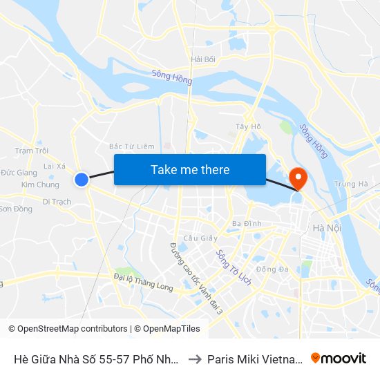 Hè Giữa Nhà Số 55-57 Phố Nhổn to Paris Miki Vietnam map