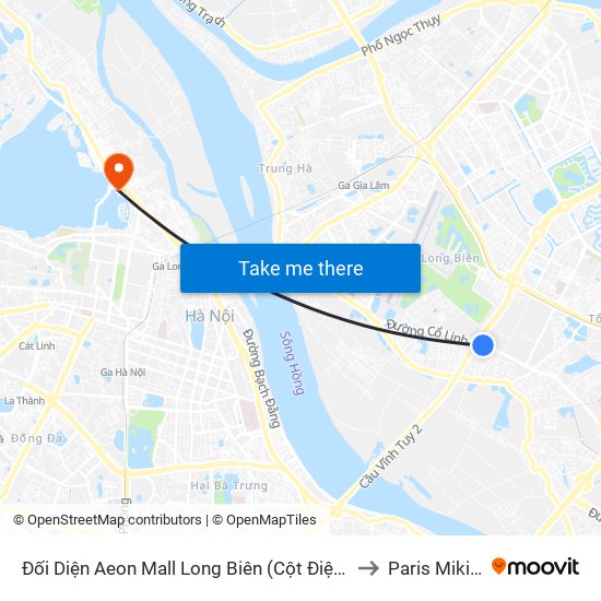 Đối Diện Aeon Mall Long Biên (Cột Điện T4a/2a-B Đường Cổ Linh) to Paris Miki Vietnam map