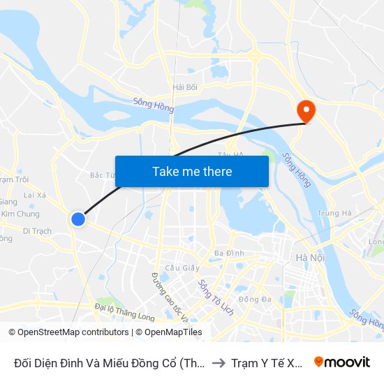 Đối Diện Đình Và Miếu Đồng Cổ (Thôn Nguyên Xá) - Đường 32 to Trạm Y Tế Xã Xuân Canh map