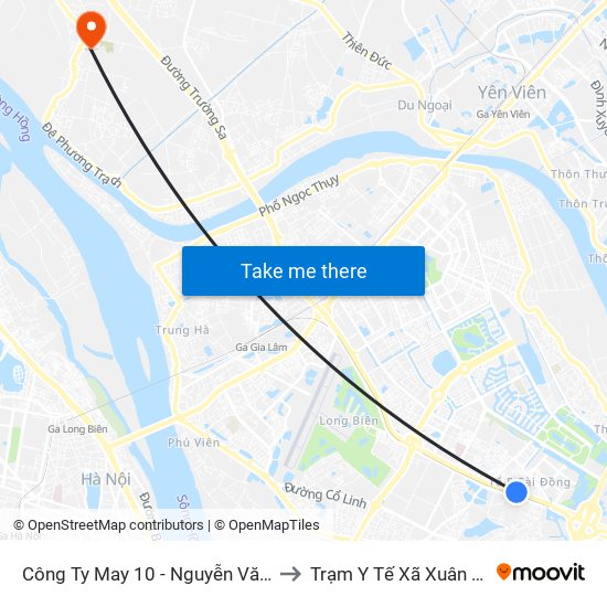 Công Ty May 10 - Nguyễn Văn Linh to Trạm Y Tế Xã Xuân Canh map