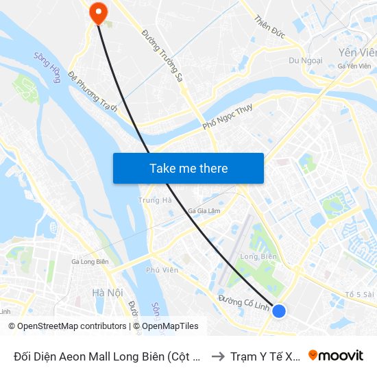 Đối Diện Aeon Mall Long Biên (Cột Điện T4a/2a-B Đường Cổ Linh) to Trạm Y Tế Xã Xuân Canh map