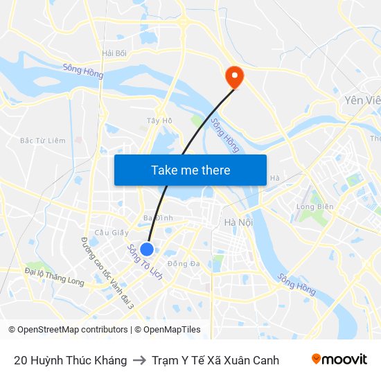 20 Huỳnh Thúc Kháng to Trạm Y Tế Xã Xuân Canh map