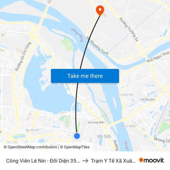 Công Viên Lê Nin - Đối Diện 35 Trần Phú to Trạm Y Tế Xã Xuân Canh map