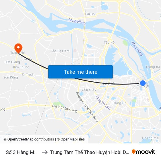 Số 3 Hàng Muối to Trung Tâm Thể Thao Huyện Hoài Đức map