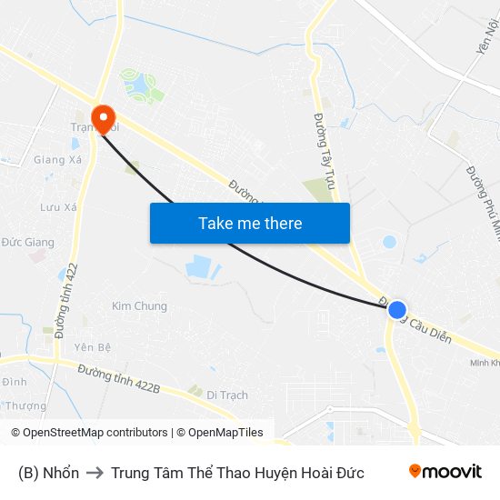 (B) Nhổn to Trung Tâm Thể Thao Huyện Hoài Đức map