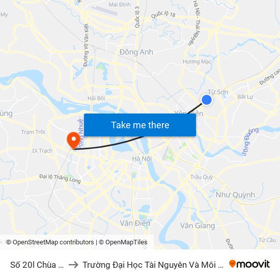 Số 20l Chùa Dận to Trường Đại Học Tài Nguyên Và Môi Trường map