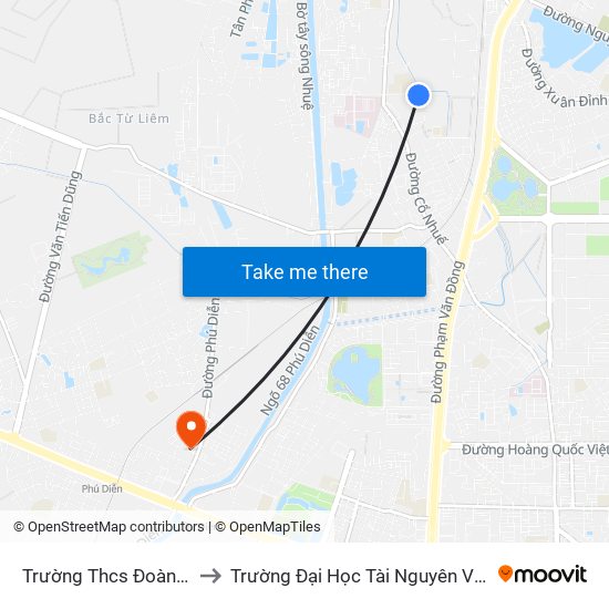 Trường Thcs Đoàn Thị Điểm to Trường Đại Học Tài Nguyên Và Môi Trường map