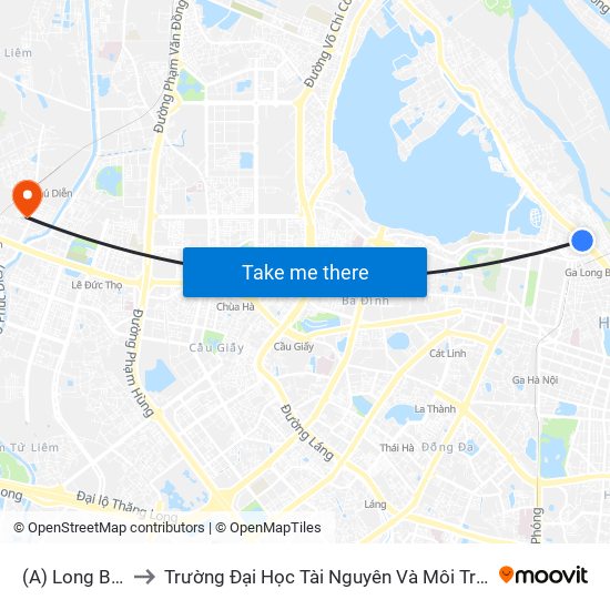 (A) Long Biên to Trường Đại Học Tài Nguyên Và Môi Trường map