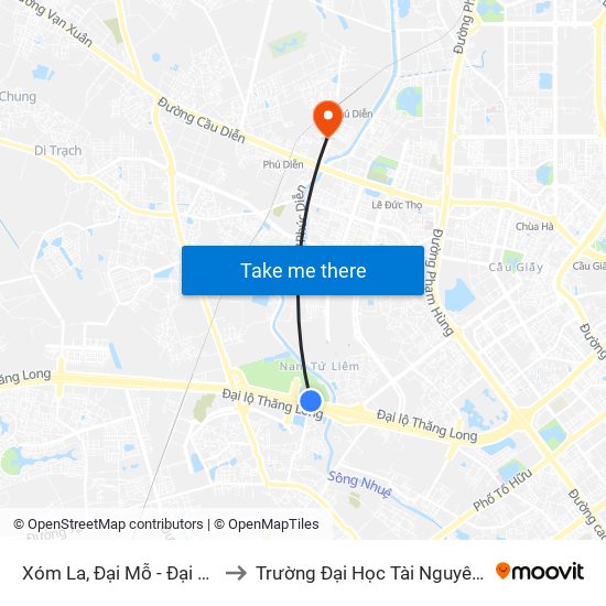 Xóm La, Đại Mỗ - Đại Lộ Thăng Long to Trường Đại Học Tài Nguyên Và Môi Trường map