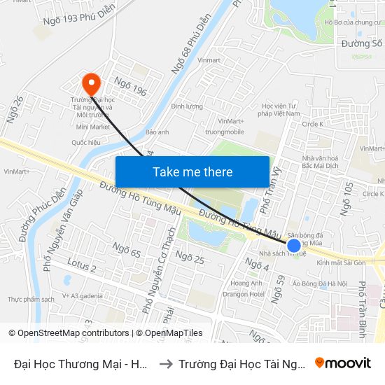 Đại Học Thương Mại - Hồ Tùng Mậu (Cột Sau) to Trường Đại Học Tài Nguyên Và Môi Trường map