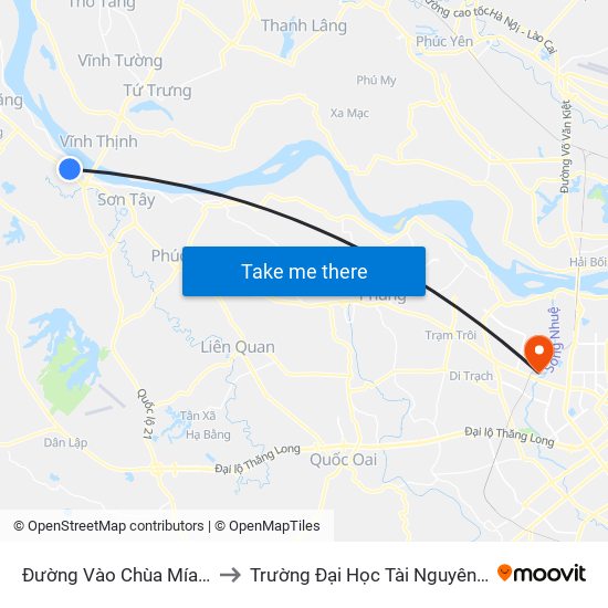 Đường Vào Chùa Mía, Đường Lâm to Trường Đại Học Tài Nguyên Và Môi Trường map