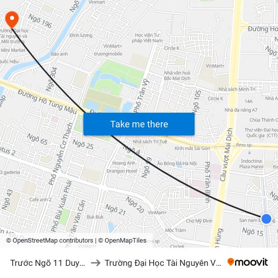 Trước Ngõ 11 Duy Tân 50m to Trường Đại Học Tài Nguyên Và Môi Trường map