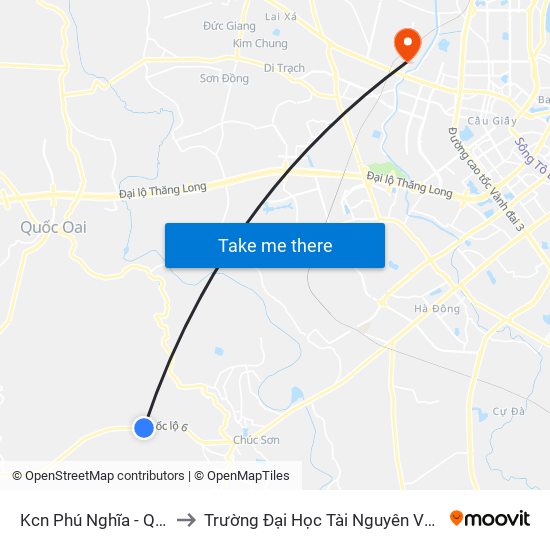 Kcn Phú Nghĩa - Quốc Lộ 6 to Trường Đại Học Tài Nguyên Và Môi Trường map