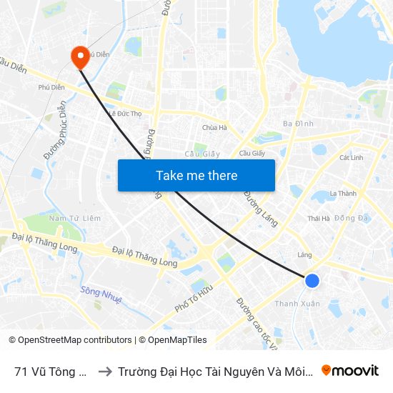 71 Vũ Tông Phan to Trường Đại Học Tài Nguyên Và Môi Trường map