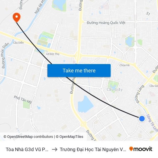 Tòa Nhà G3d Vũ Phạm Hàm to Trường Đại Học Tài Nguyên Và Môi Trường map