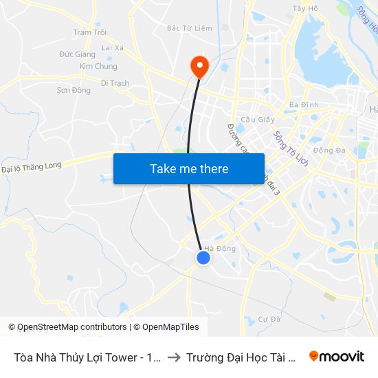 Tòa Nhà Thủy Lợi Tower - 128 Lê Trọng Tấn (Hà Đông) to Trường Đại Học Tài Nguyên Và Môi Trường map