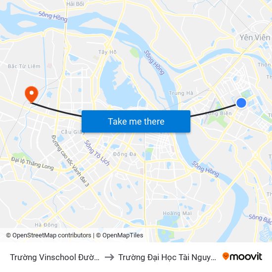 Trường Vinschool Đường Chu Huy Mân to Trường Đại Học Tài Nguyên Và Môi Trường map