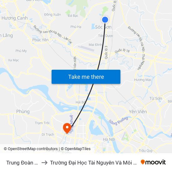 Trung Đoàn 141 to Trường Đại Học Tài Nguyên Và Môi Trường map