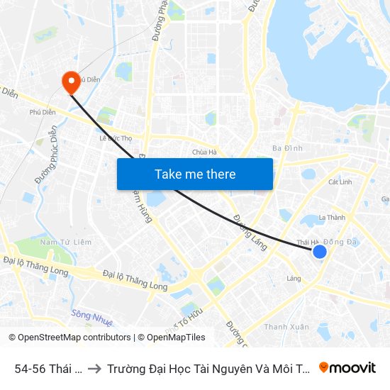 54-56 Thái Hà to Trường Đại Học Tài Nguyên Và Môi Trường map