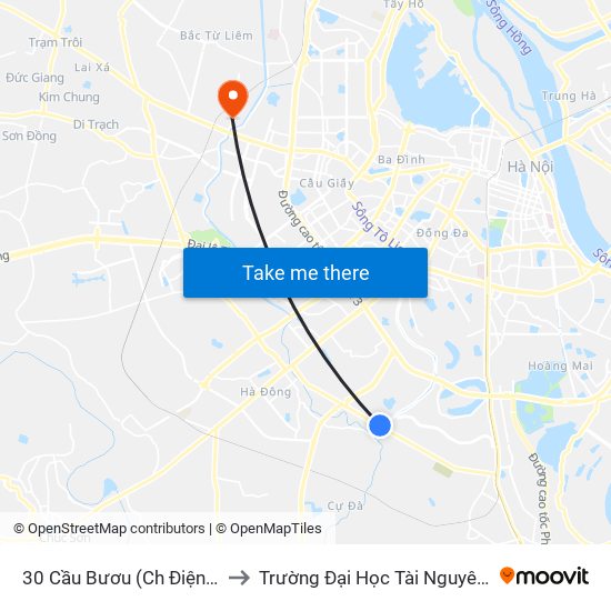 30 Cầu Bươu (Ch Điện Lạnh Hồng Sĩ) to Trường Đại Học Tài Nguyên Và Môi Trường map