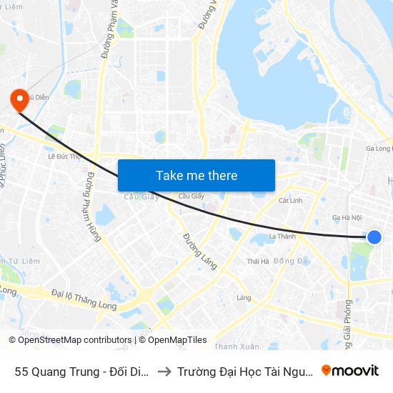 55 Quang Trung - Đối Diện Hồ Thiền Quang to Trường Đại Học Tài Nguyên Và Môi Trường map