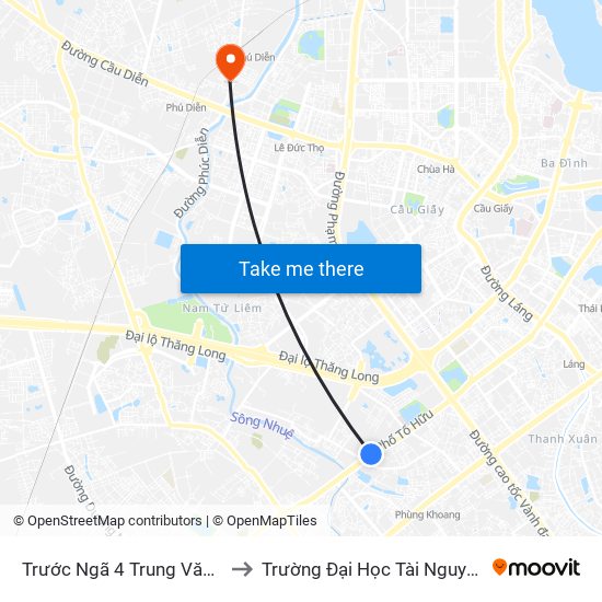 Trước Ngã 4 Trung Văn - Tố Hữu 100m to Trường Đại Học Tài Nguyên Và Môi Trường map