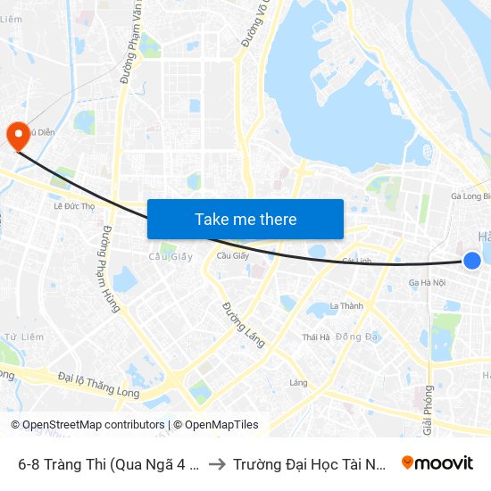 6-8 Tràng Thi (Qua Ngã 4 Tràng Thi - Lý Quốc Sư) to Trường Đại Học Tài Nguyên Và Môi Trường map