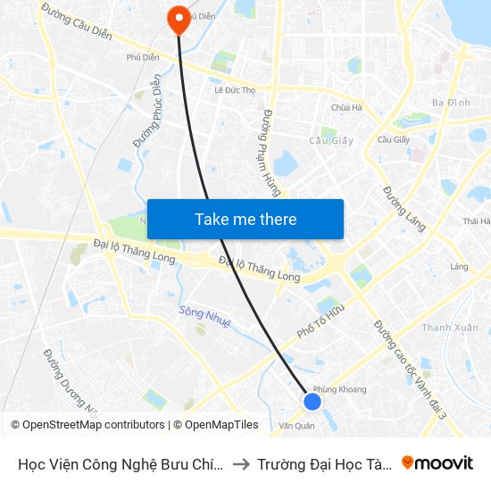 Học Viện Công Nghệ Bưu Chính Viễn Thông - Trần Phú (Hà Đông) to Trường Đại Học Tài Nguyên Và Môi Trường map