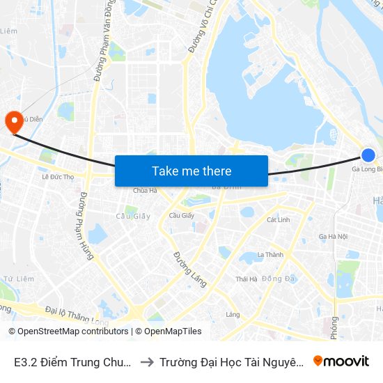 E3.2 Điểm Trung Chuyển Long Biên to Trường Đại Học Tài Nguyên Và Môi Trường map