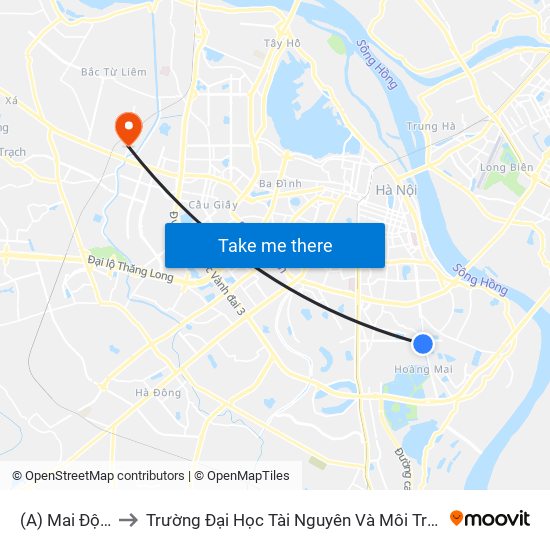 (A) Mai Động to Trường Đại Học Tài Nguyên Và Môi Trường map